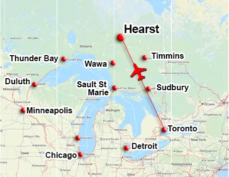 Toronto charter flights to Hearst Ontario